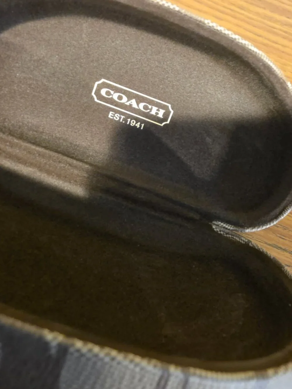 COACH Signature Glasses Case Brown Monogram Hard Clamshell Sunglasses Eyeglass